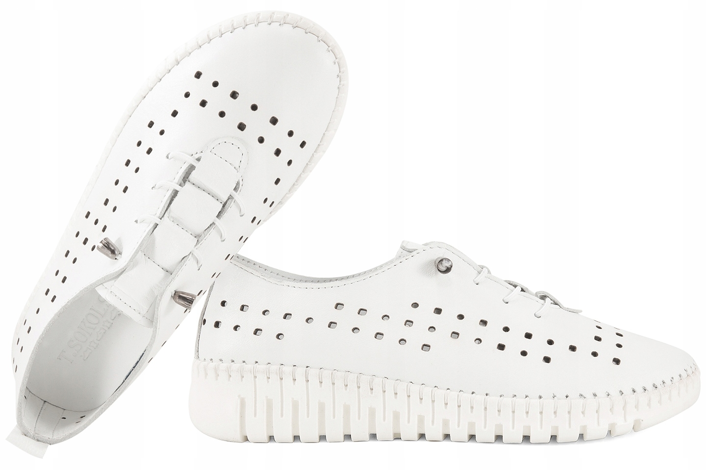 T.sokolski Og 4001 Ažurové Kožené Polobotky Dámské Tenisky Pu bílé 36