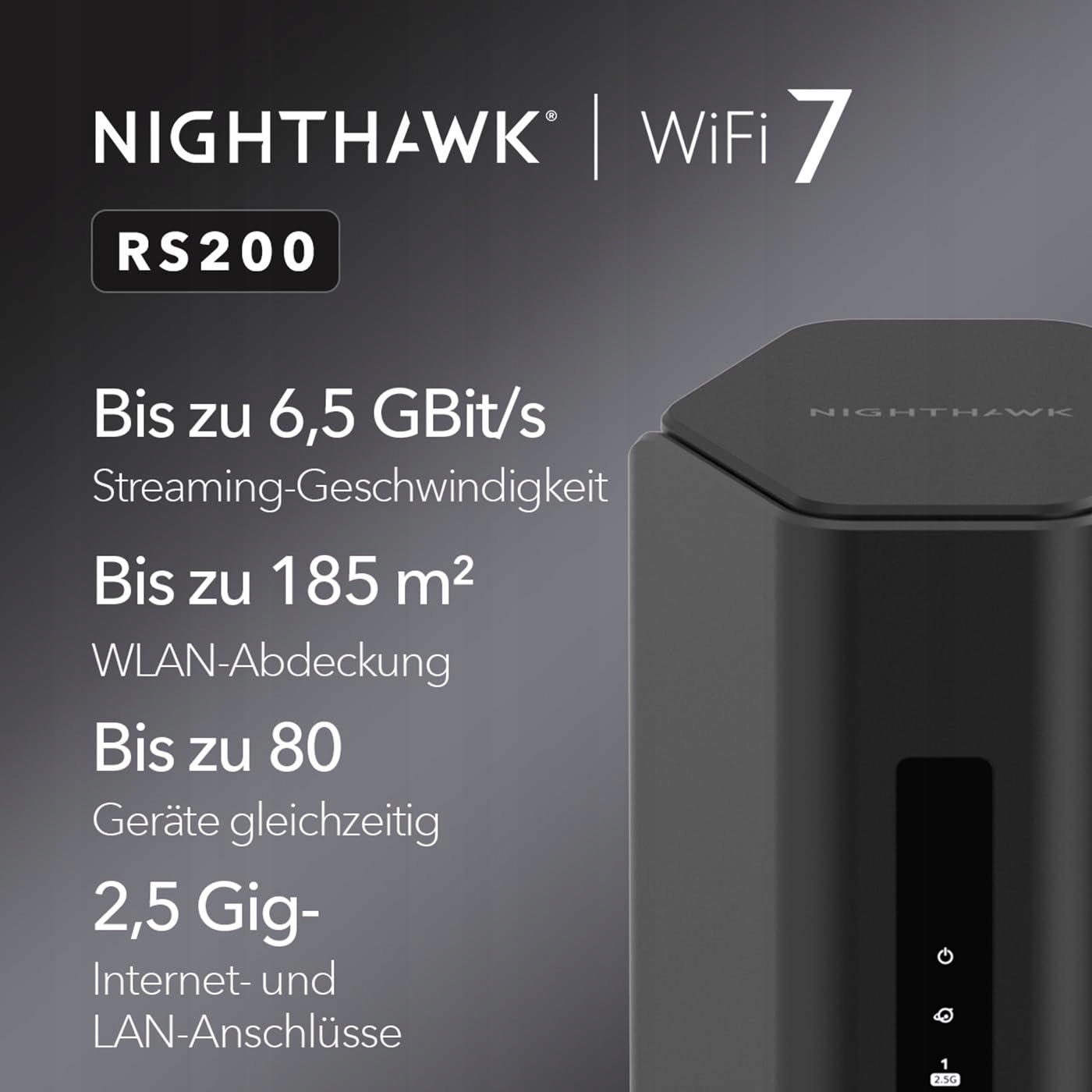 NETGEAR Nighthawk Dwuzakresowy Router WiFi 7 RS200 BE6500 185m² 80 Urządzeń — miniatura 2