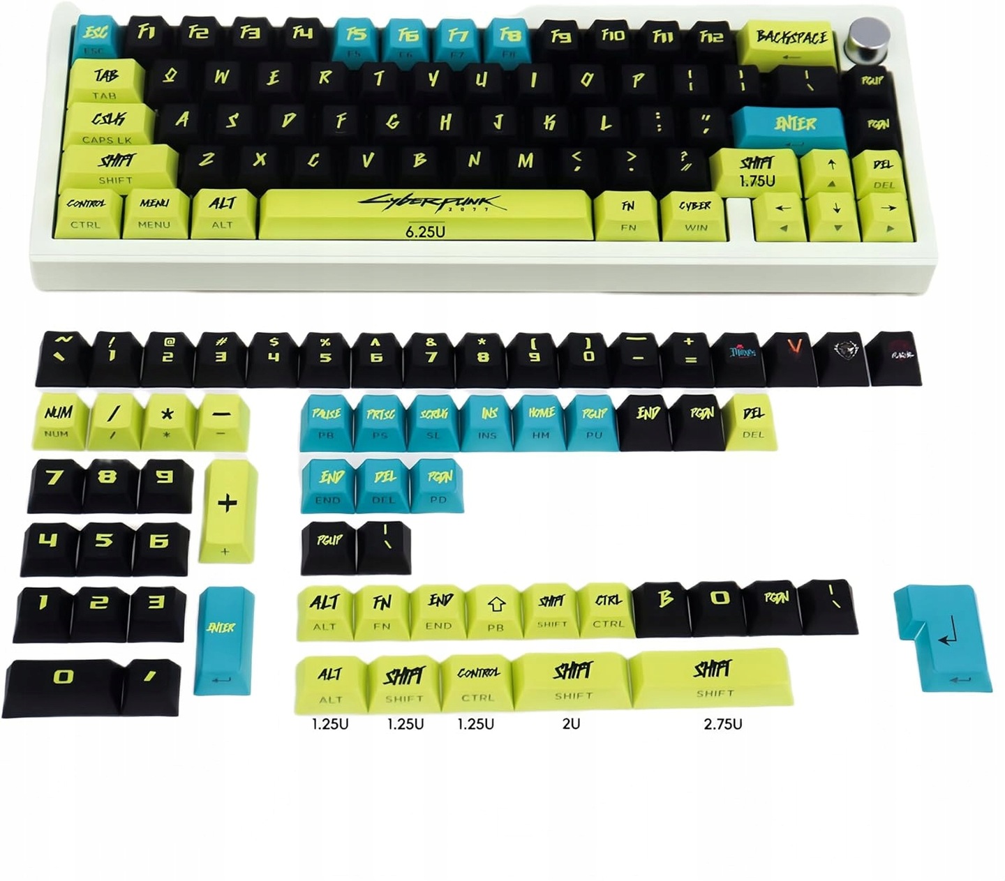 Klawisze do Klawiatury Mechanicznej Pbt Profile Cherry 130szt Cyber Punk Gr