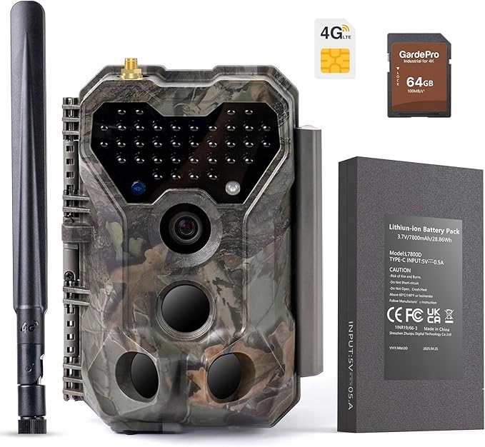 kamera pro pozorování divokých zvířat, 48 Mp 1296P S970 Pro 4G Lte