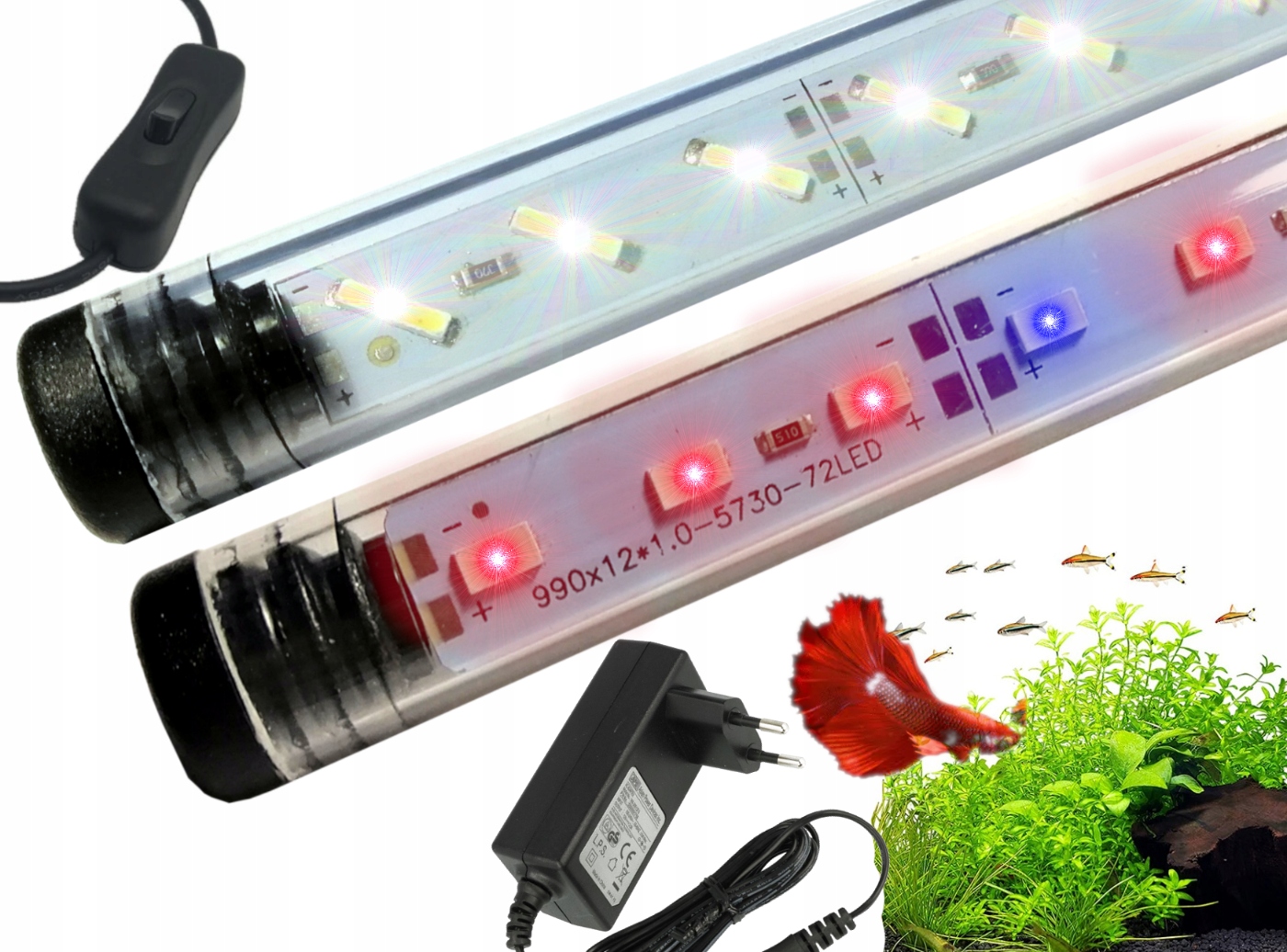Levně Lumi Flora Led žárovka Set 2x30 cm osvětlení Akvárium Bílá+grow