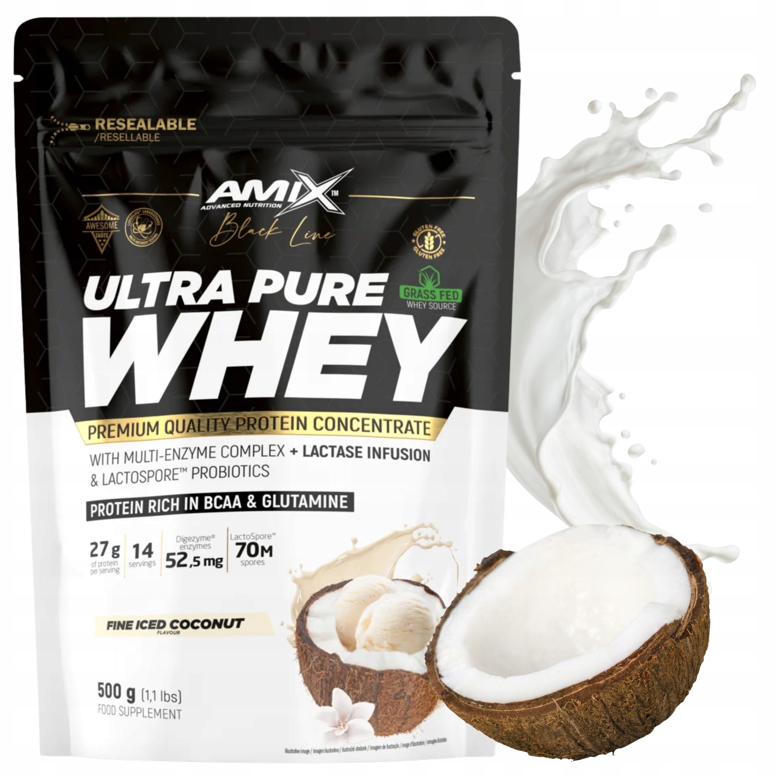 Wpc protein Amix Pure Whey Protein Syrovátkový Koncentrát Kokosová příchuť 500 g
