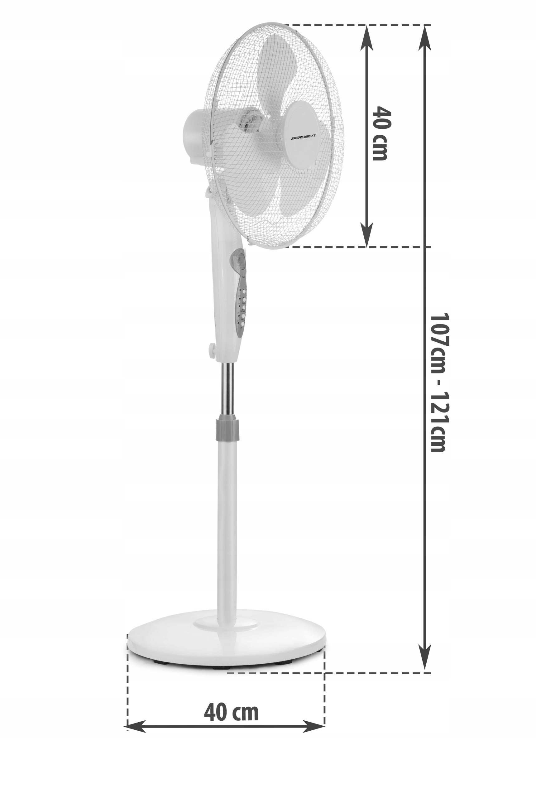 WENTYLATOR PODŁOGOWY WIATRAK STOJĄCY z PILOTEM Kolor dominujący biały