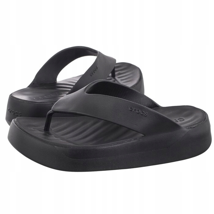 Buty Klapki Japonki na Platformie Crocs Getaway Flip Black Czarne