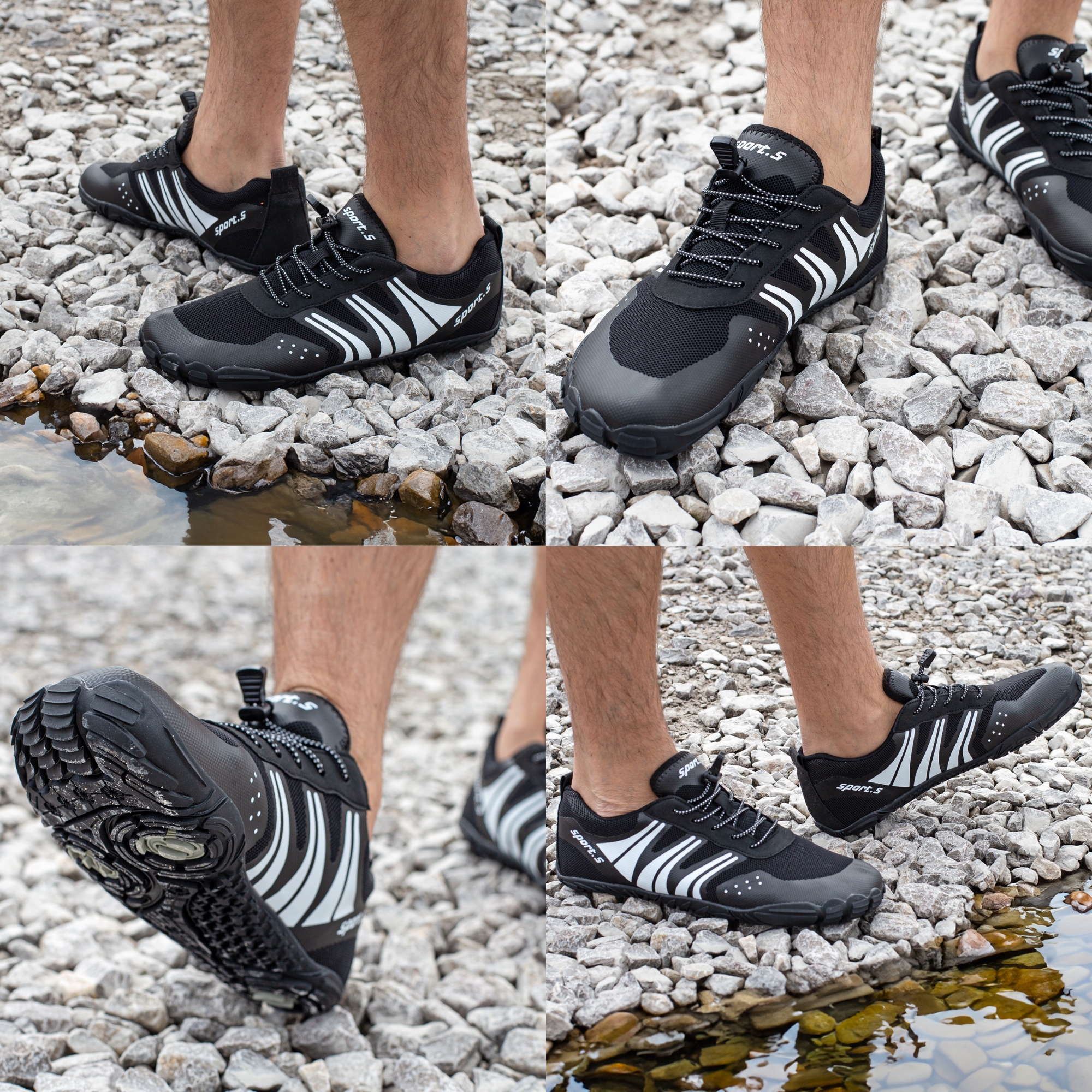 Buty do wody wodoodporne antypoślizgowe lekkie oddychające obuwie sportowe 39 czarne — 15