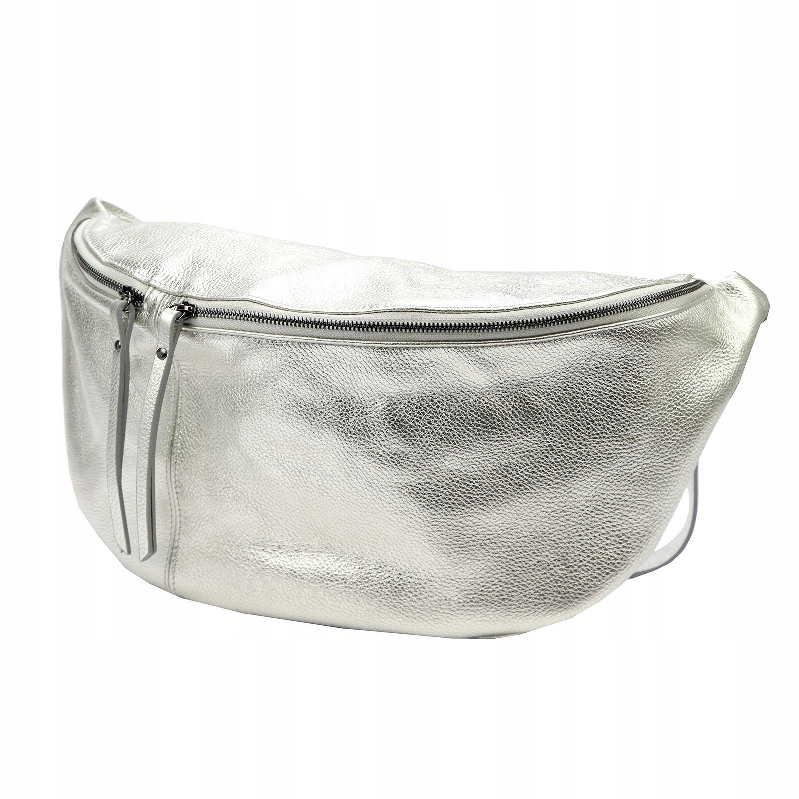 Velká Kabelka Ledvinka Crossbody Z Přírodní Metalické Kůže Značky Luka