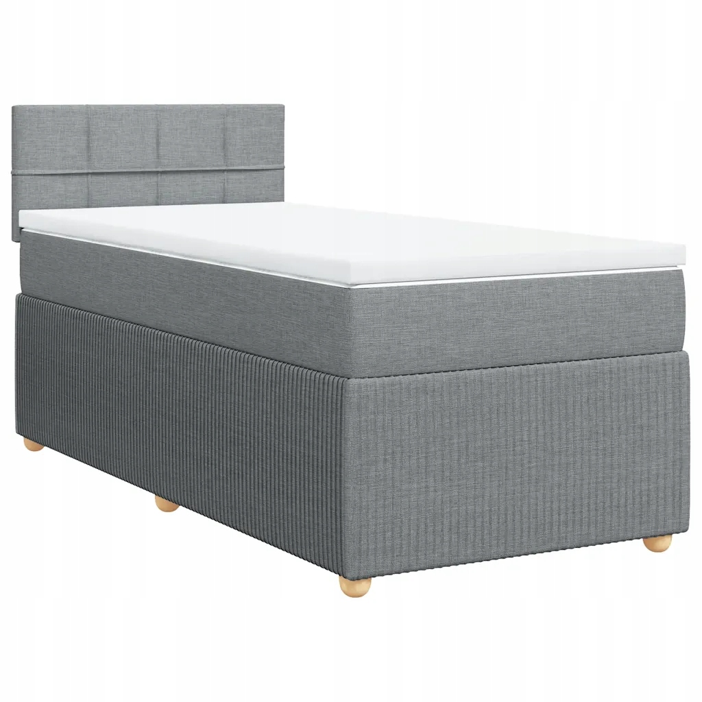 Kontinentální postel 200 x 90 cm světle šedá s matrací a topperem