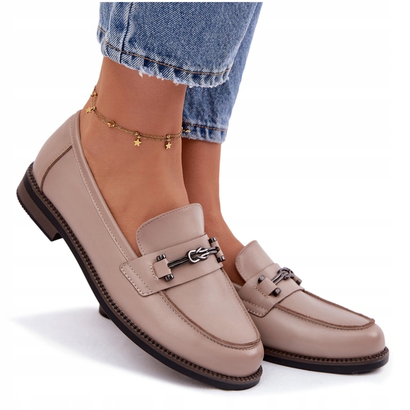 Dámské Mokasíny Z Přírodní Kůže Elegantní Vinceza 18132 Béžové 40