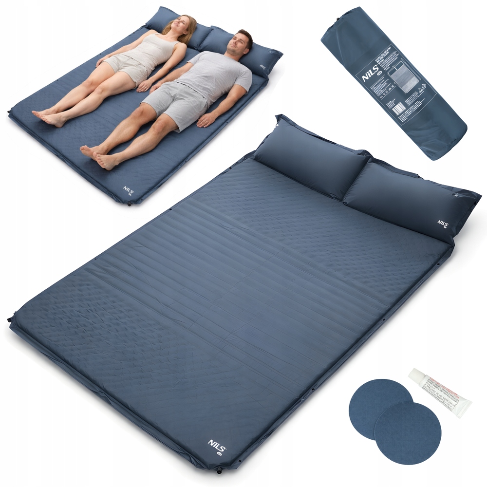 Mata Samopompująca Karimata Dwuosobowa Turystyczna Gruba 186x130x3 cm Nils