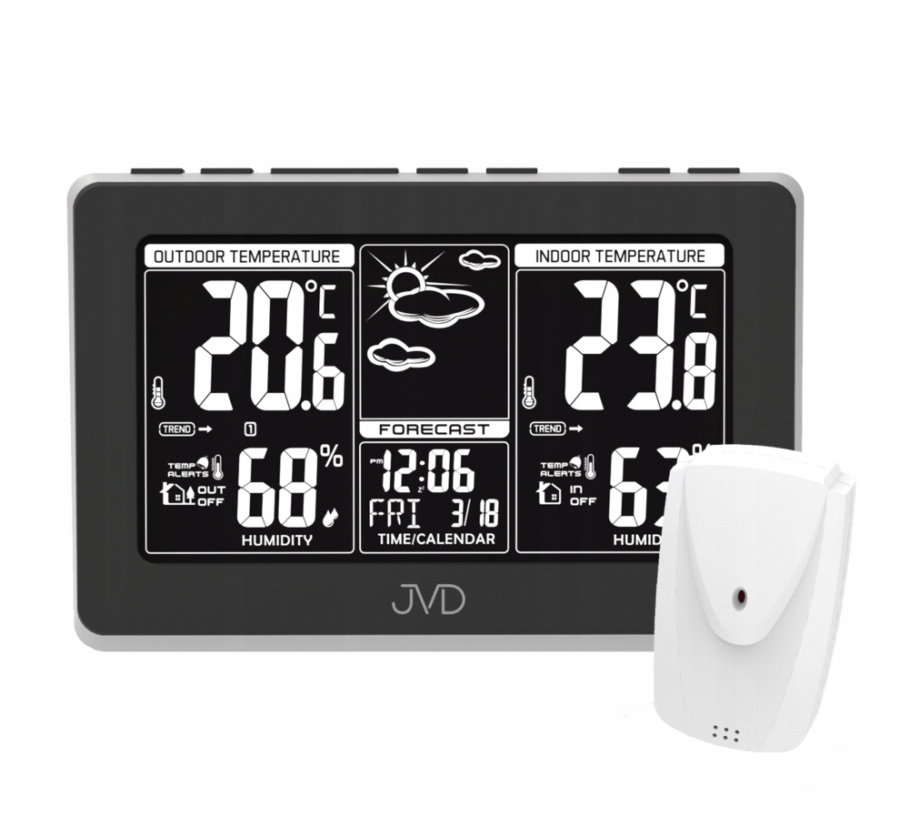 Stacja Pogody Jvd RB658 termometr higrometr sterowany Radio Controlled Dcf