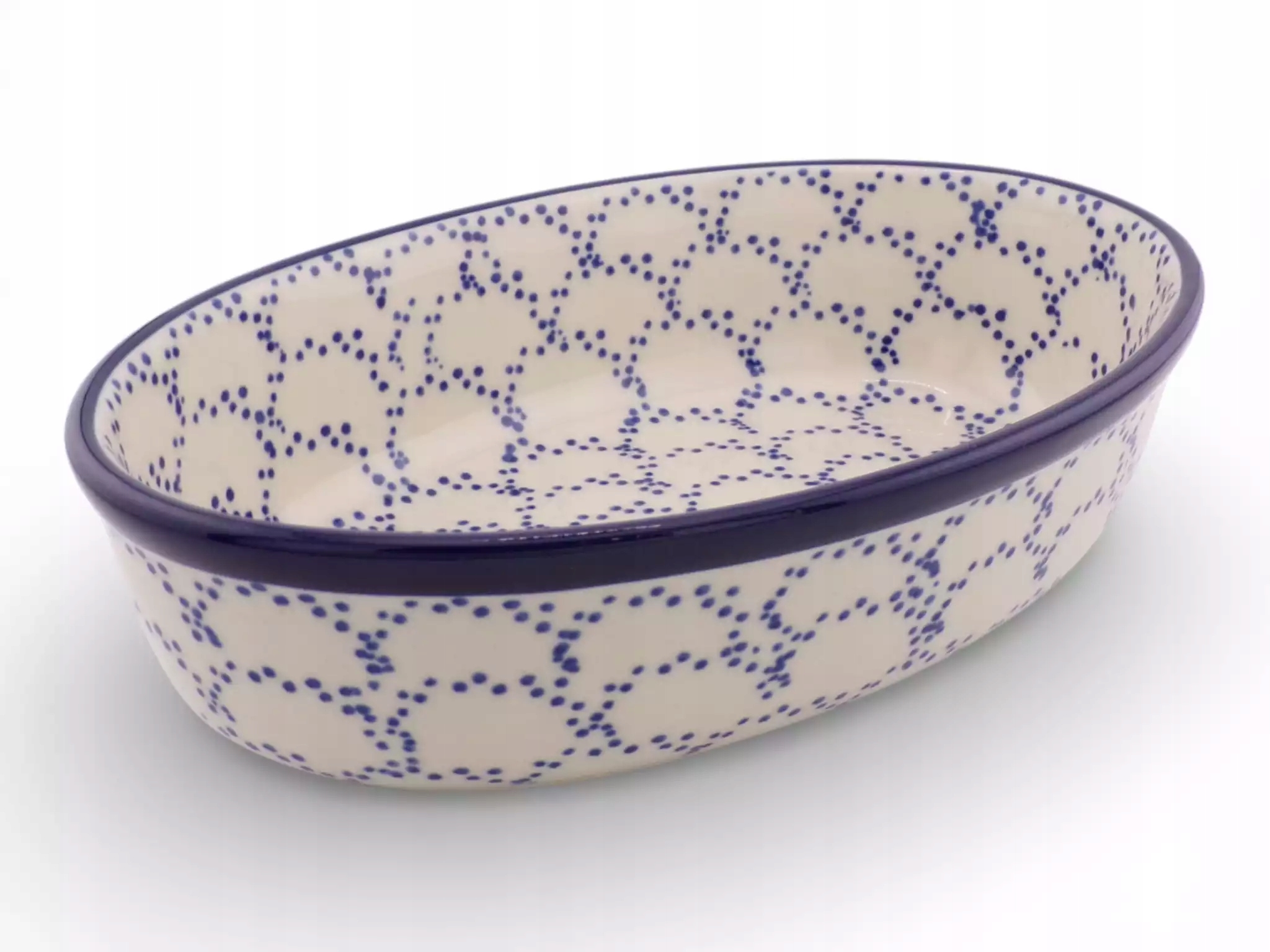 Zapiekanka Owalna 21x13CM W Kobaltowe Chmurki (dek 2985) Bolesławiec