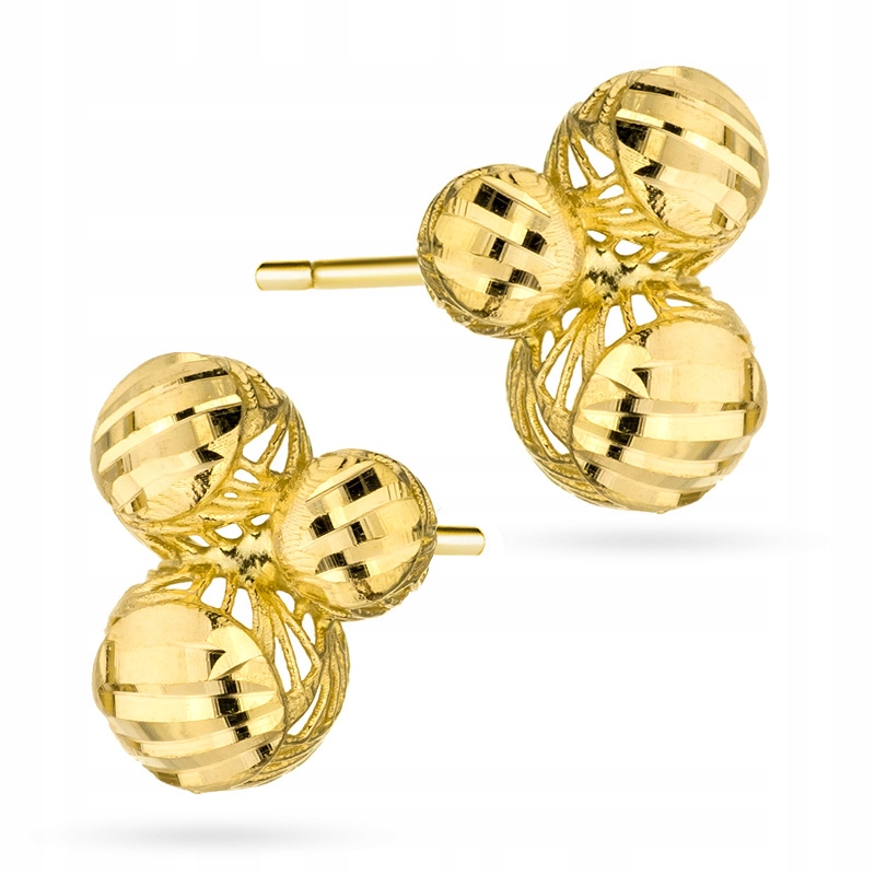 Krásné Zlaté Náušnice pr. 585 Diamantové Kuličky