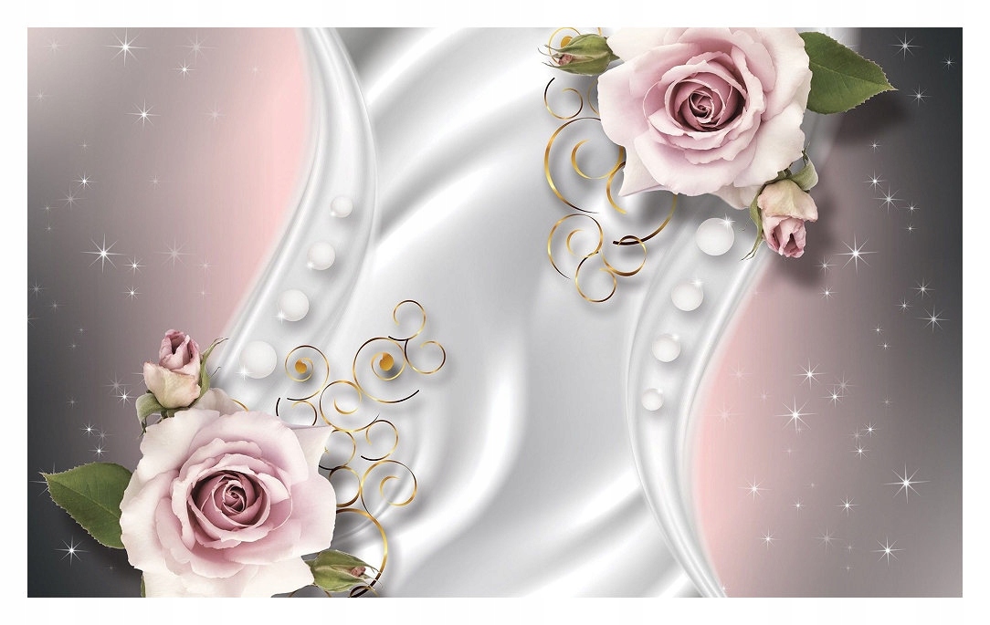 Vliesová fototapeta Ruže striebro zlato perly elegancia 300x210 lepidlo