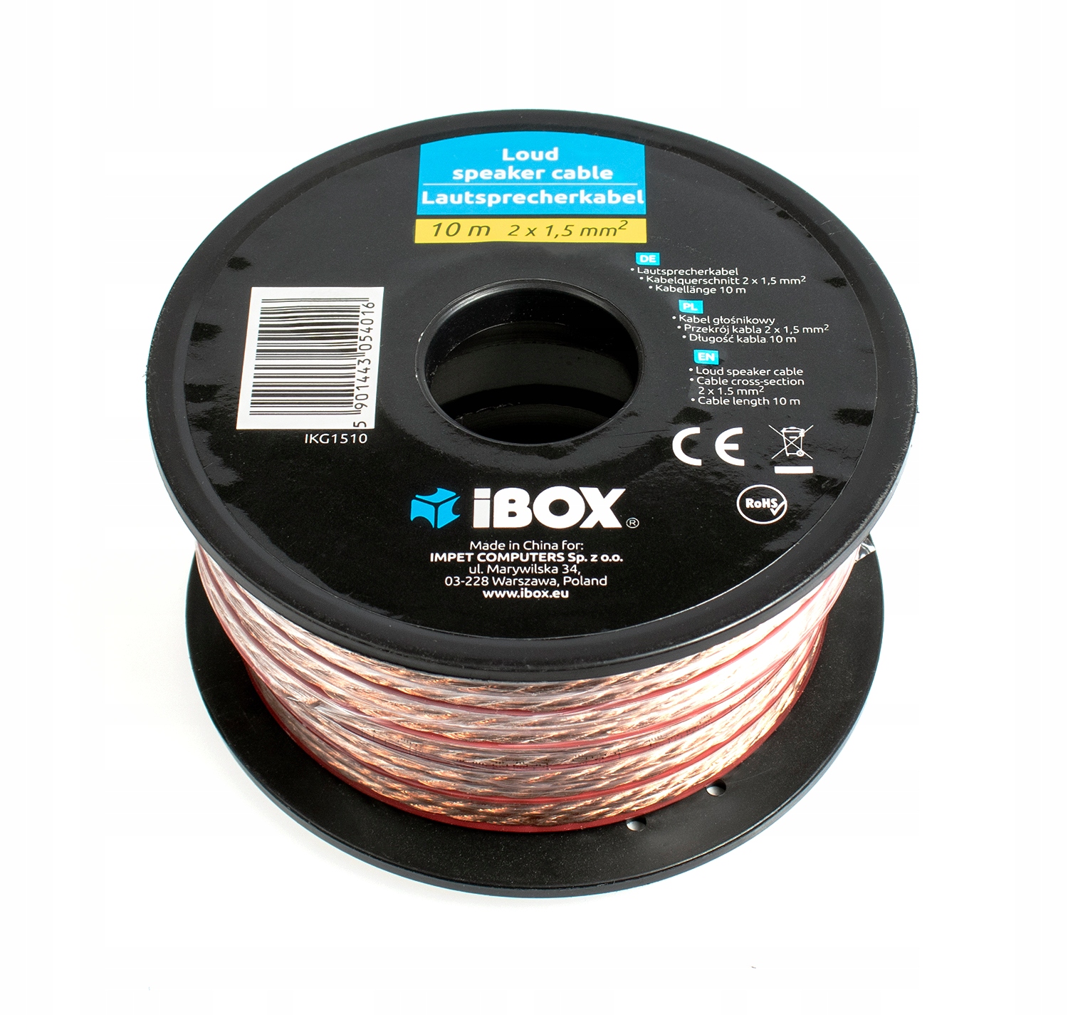 

Kabel Głośnikowy Ibox 10M 2x1,5mm2 Cca Szpula