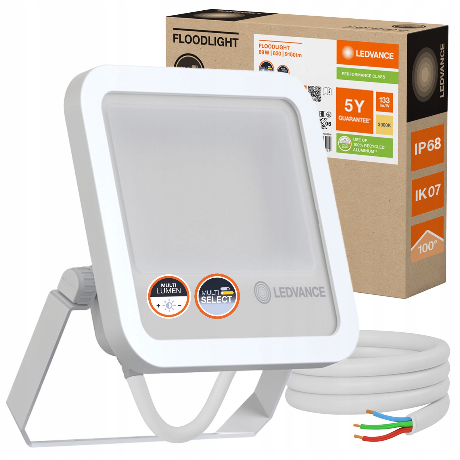 Led reflektor Vonkajší reflektor 69W 9150lm 3000K IP66 Floodlight