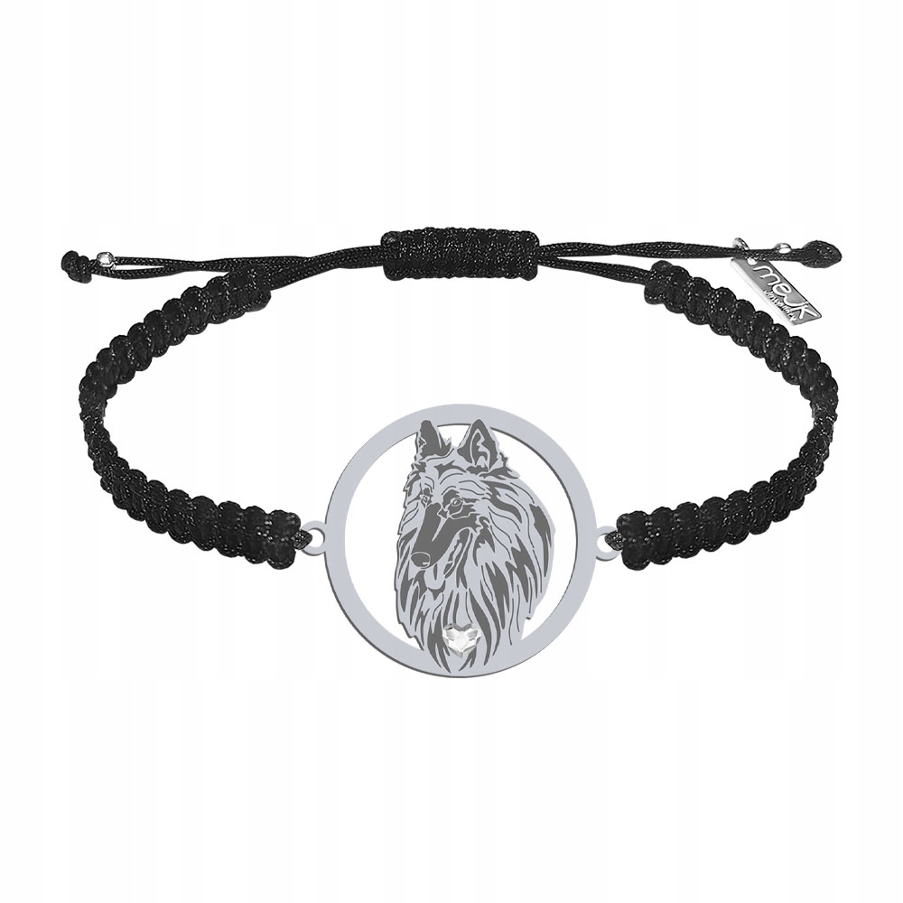 Stříbrný náramek z ovčáka Tervueren Stříbro 925 Makramé Dárek Gravírování