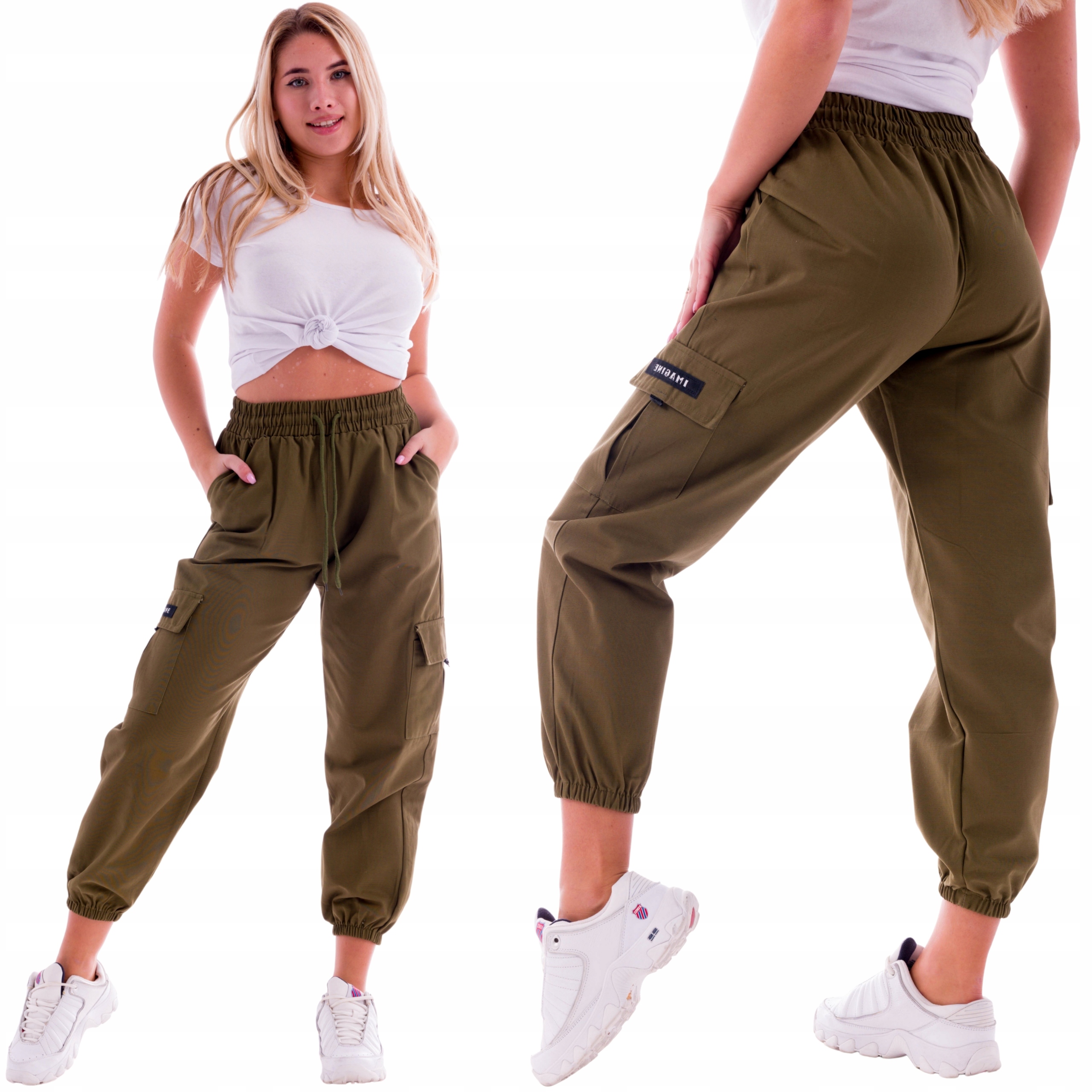 

Stylowe Kobiece Spodnie Cargo Bojówki L