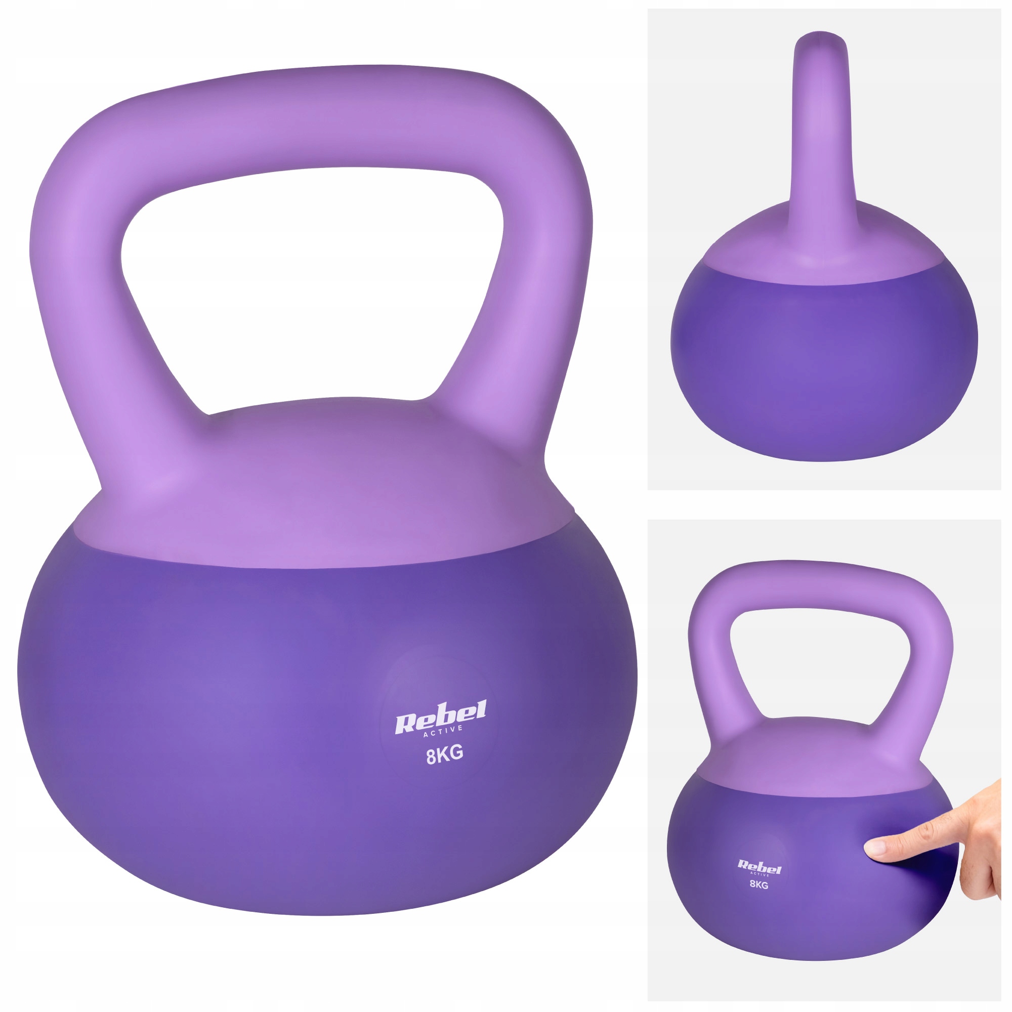 Soft Kettlebell 8kg Rebel miękkie Pcv bezpieczne ciche hantel do fitness