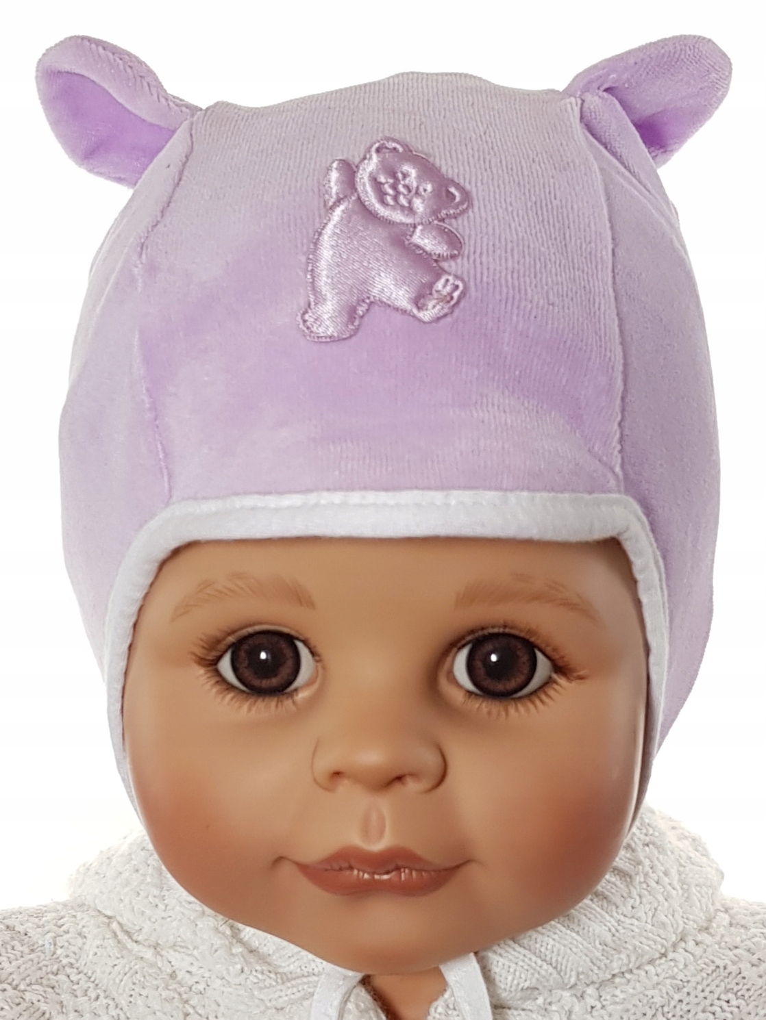 POLSKA CZAPKA MIŚ WELUR WIĄZANA USZKA 0-18MC 15KOL Sezon wiosenny jesienny