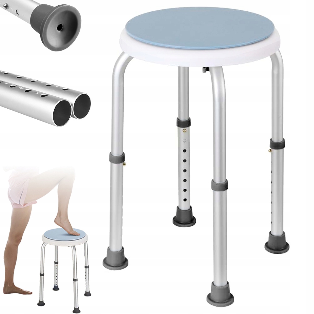 Koupelnová Stolička Nastavitelná, Otočná, Hliníková, Protiskluzová, Pro Seniory