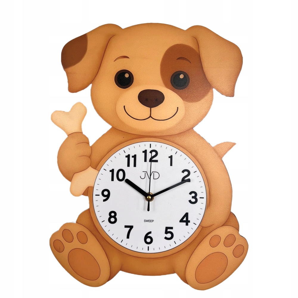 Dětské Nástěnné Hodiny Jvd HJ115 Pejsek Velký Tichý Dřevěný Mechanismus