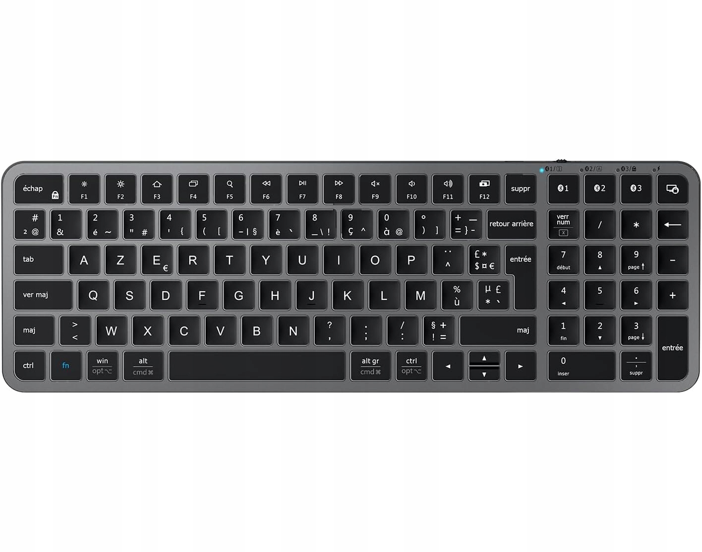 Bluetooth bezdrôtová nabíjacia klávesnica Azerty iClever multi device