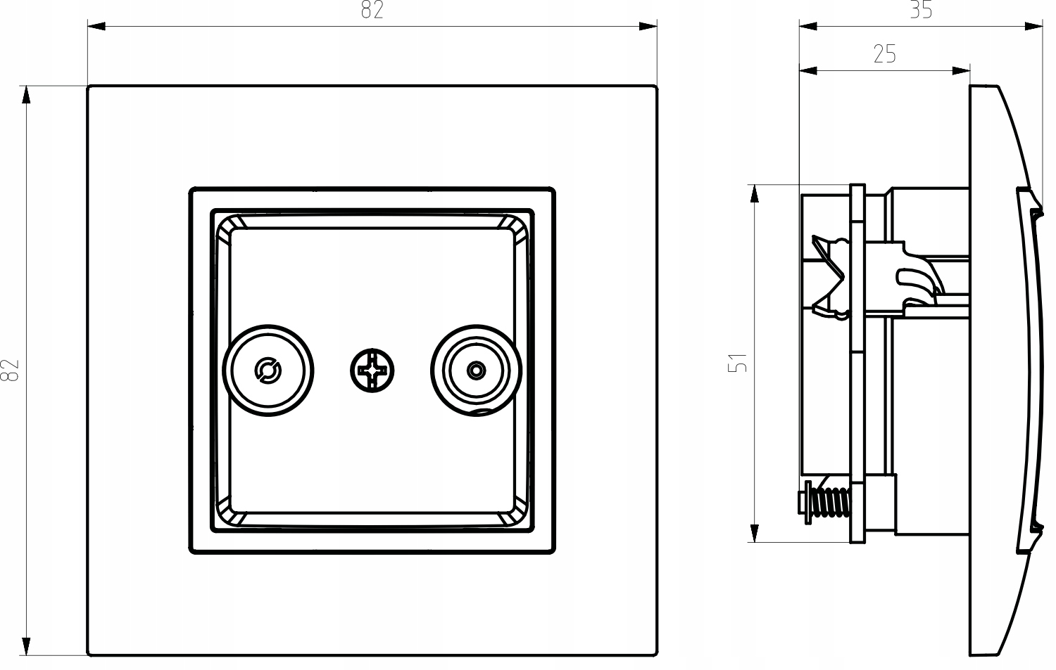 Gniazdo RJ45/TV(F) bez ramki Aria Biały/Złoto Kolor biały