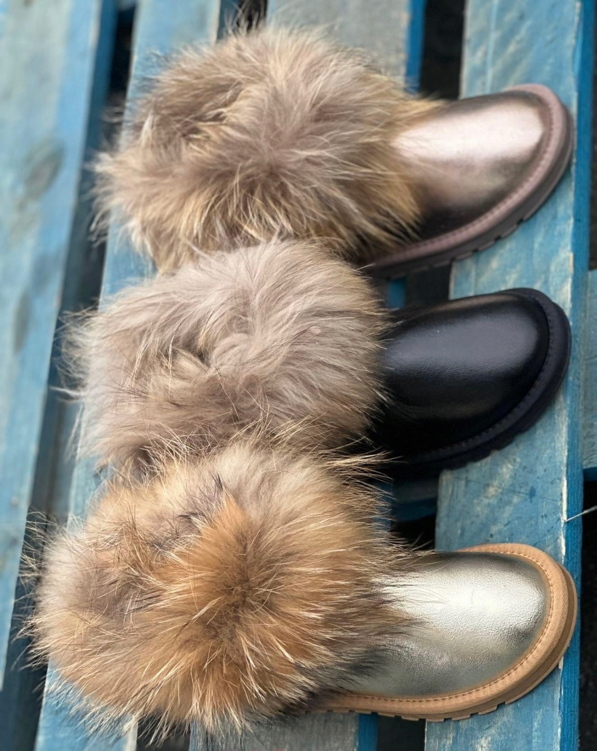 ŚNIEGOWCE EMU MUKLUKI ESKIMOSKI Z PRAWDZIWYM FUTREM JENOTA SKÓRA ZŁOTE 38 Marka bez marki