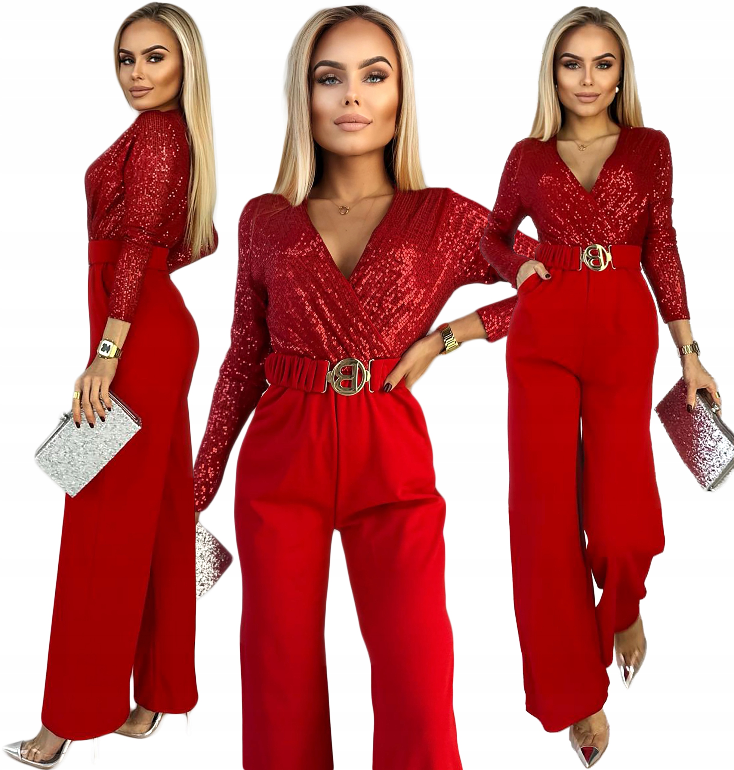 Elegantní lesklý Dámský Kombinéz flitry svatební hostina Alexia