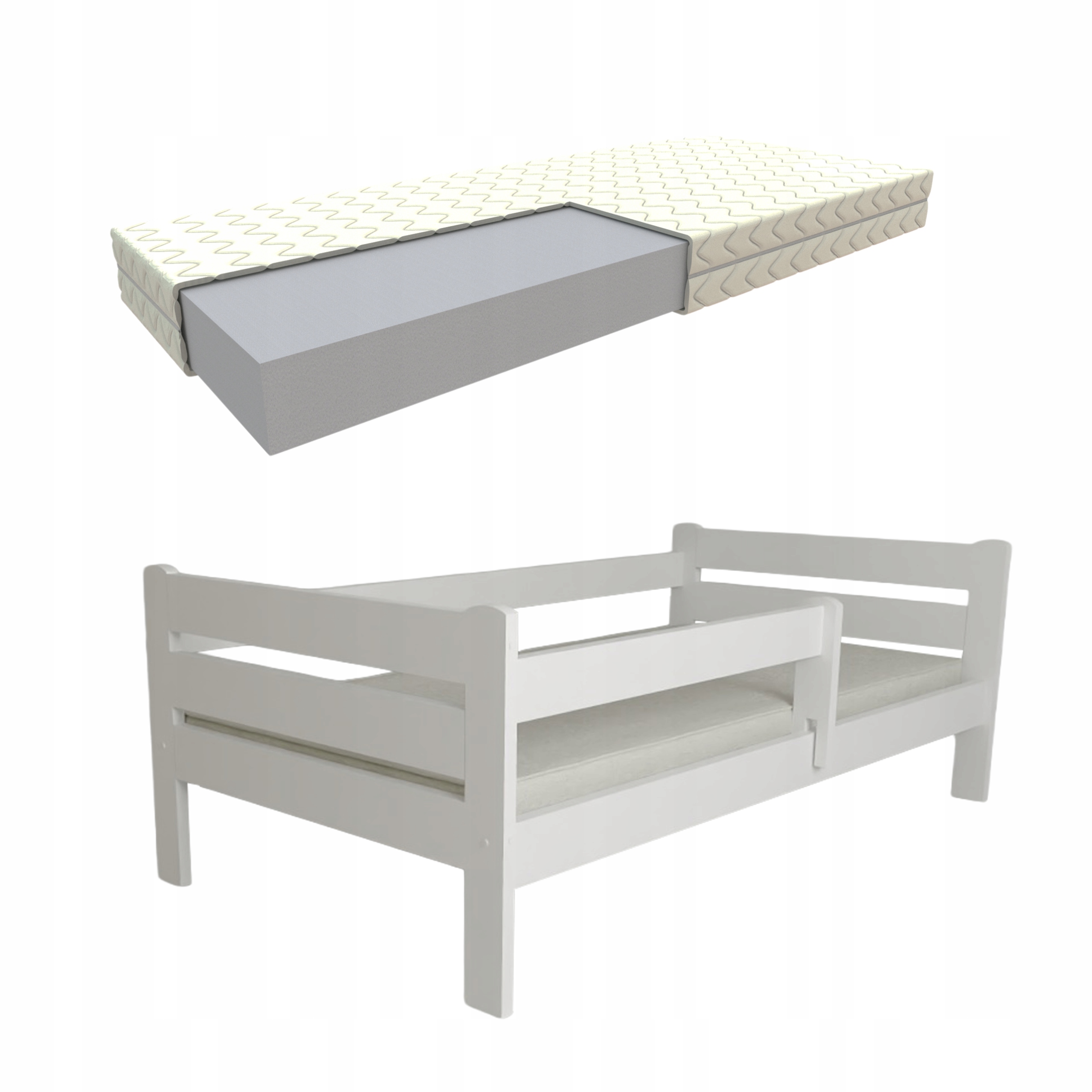 Dětská Postel Edi 80x180 Dřevěná Bílá S Matrací Rošt Bonus