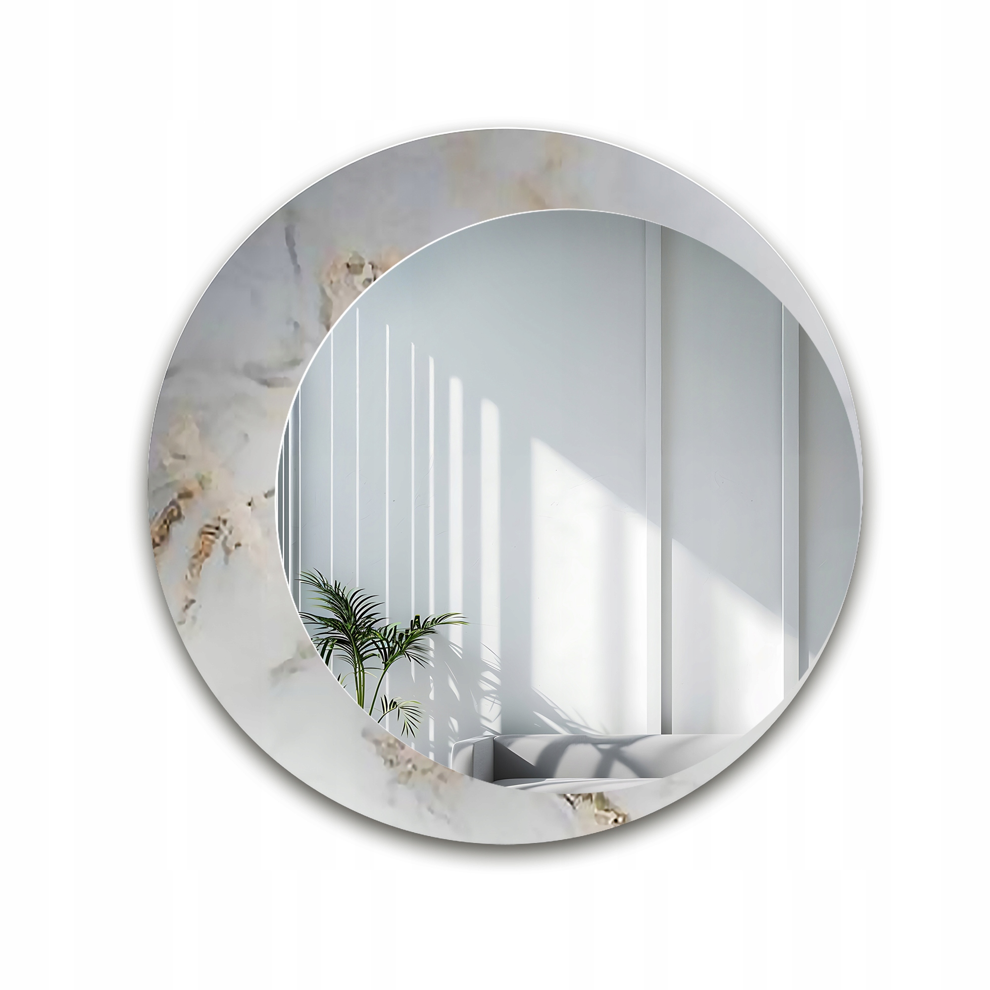 Zrcadlo kulaté na bílo zlatém mramoru Marble Marluce Fi 110 cm nástěnné