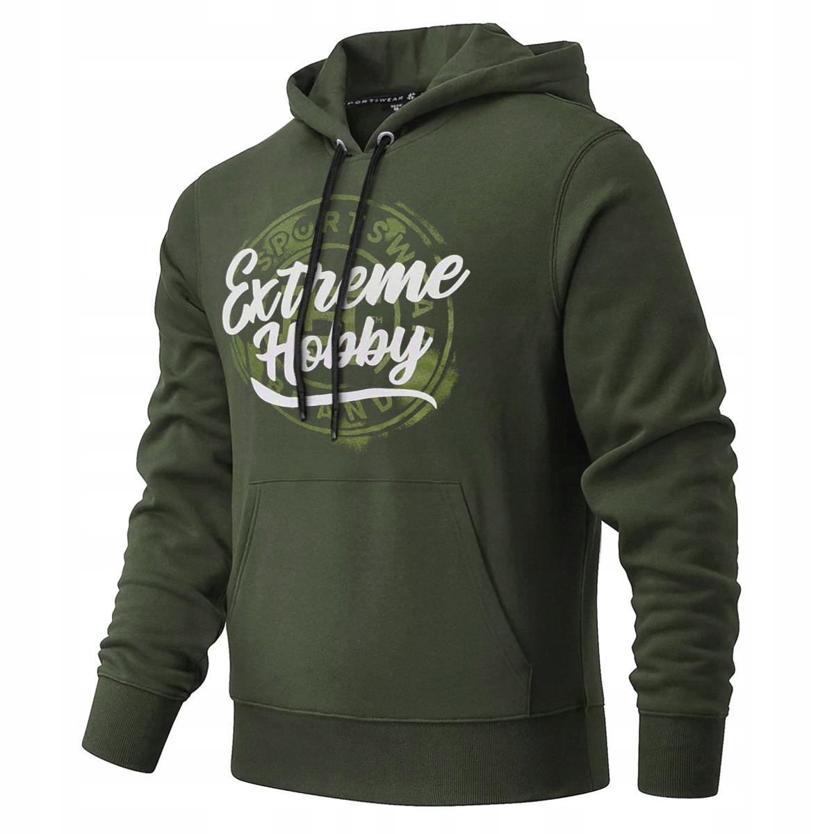 Bluza z Kapturem Męska Extreme Hobby bawełniana zielona khaki Badge 3XL
