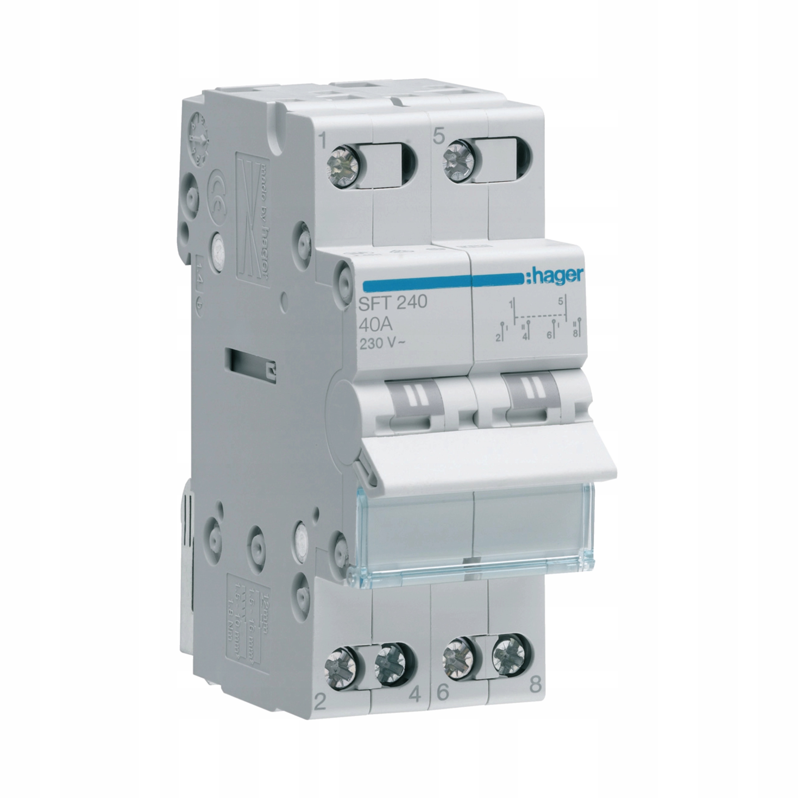 Modułowy Przełącznik Instalacyjny Hager SFT240 2P 40A1-0-2