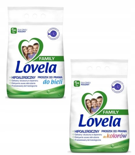 Levně Lovela Family Prášek na praní Barva Bílá Hypoalergenní Rodinný 2 x 2,1 kg