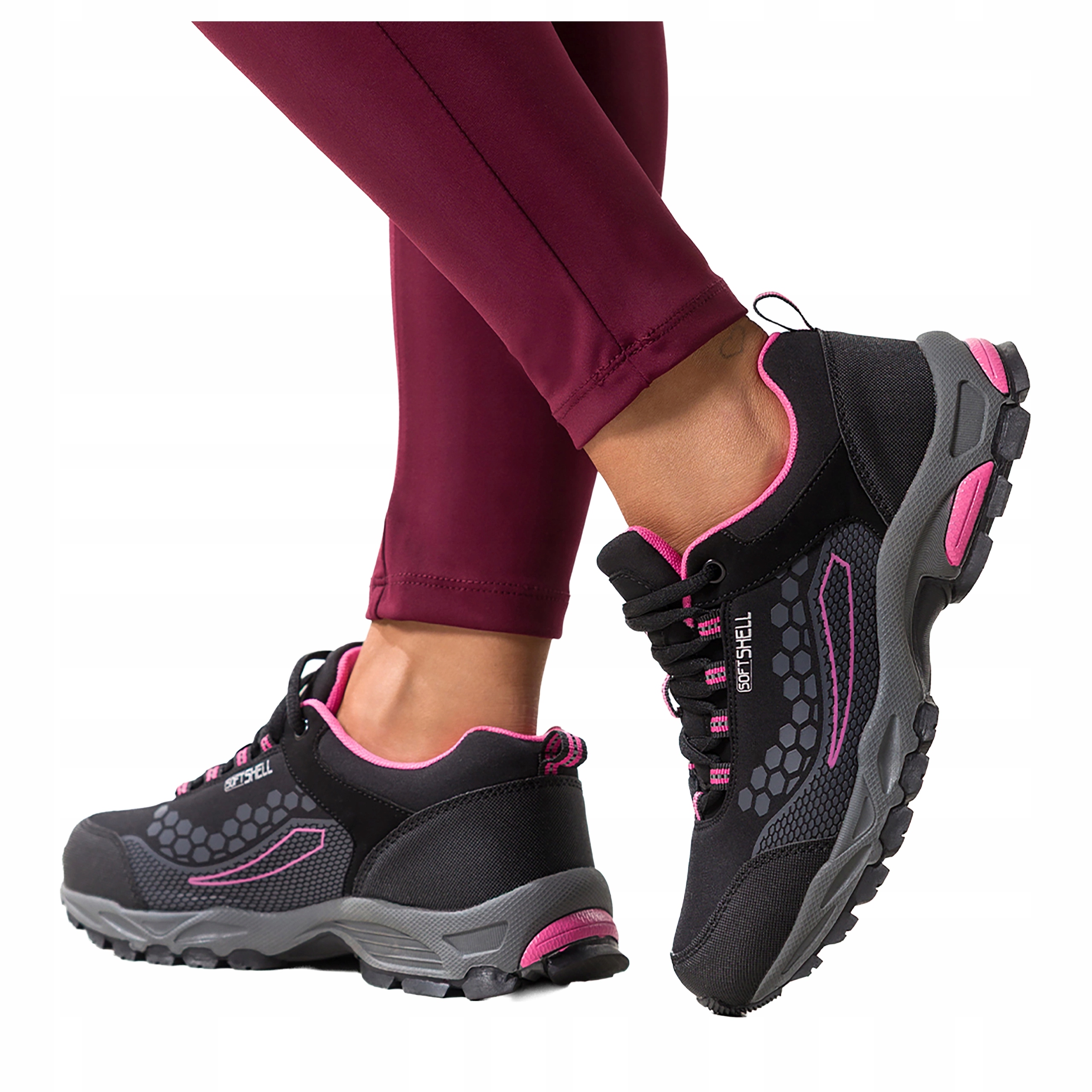 Trekové Boty Černé Dámské Šněrovací Růžové Vložky Softshell velikost 38