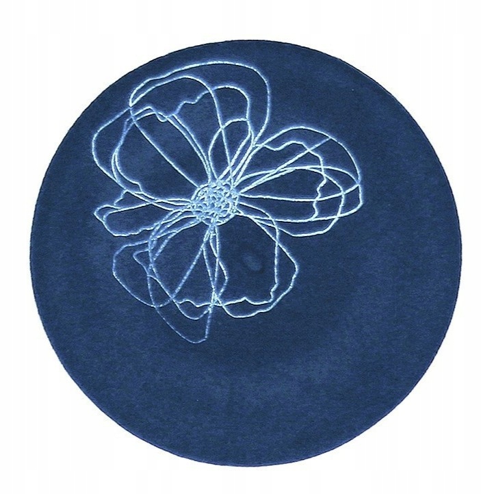 Modrý Tmavě Modrý vlněný baret zdobený aplikací Polský