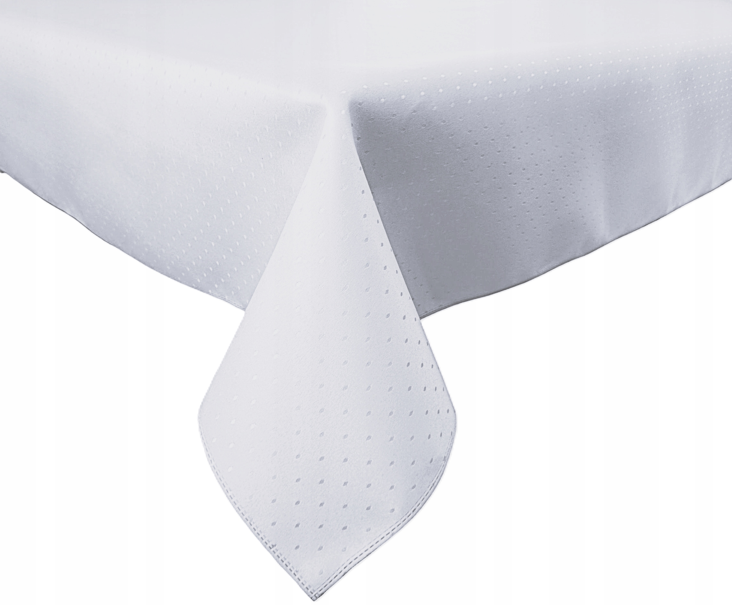 Luksusowy obrus Plamoodporny 140X280 Żakard biały Kropki