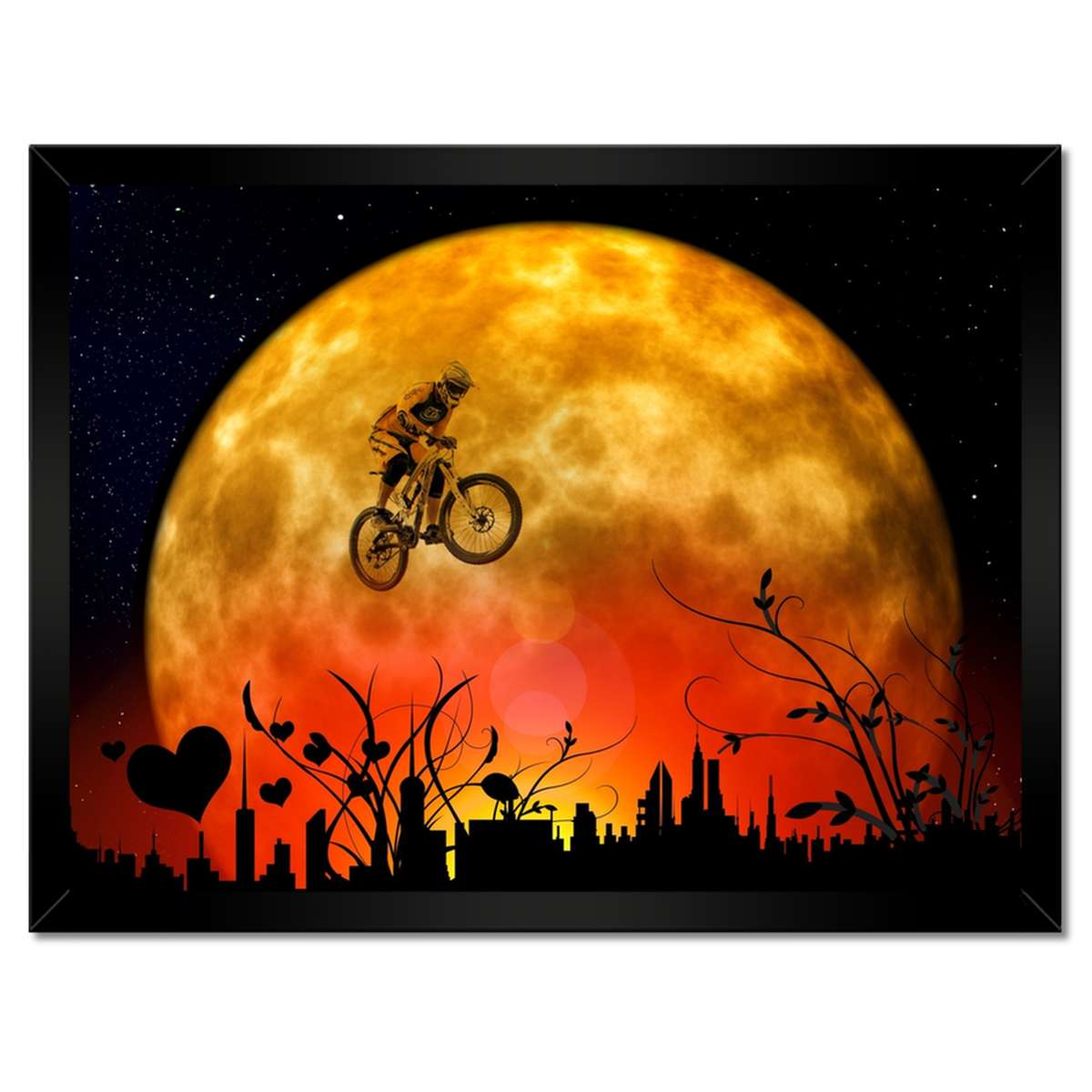 Plakáty v rámu 40x30 Motocyklista na Měsíc