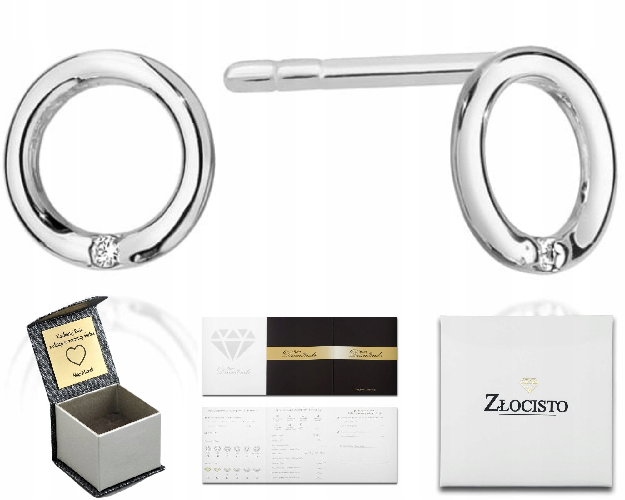 Náušnice Z Bílého Zlata S Brilianty, Ring Tyčinky