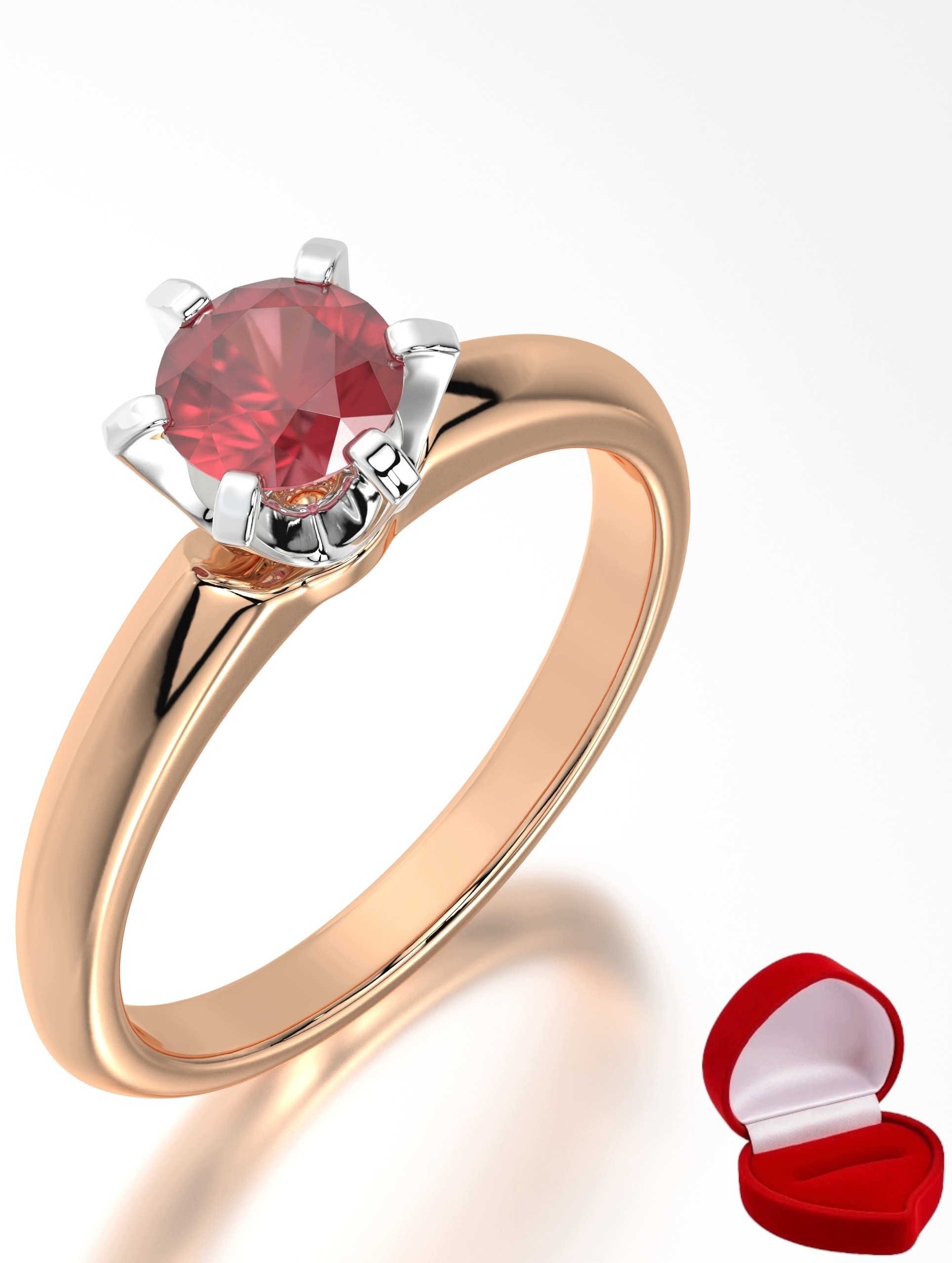 Zlatý Prstýnek 585 14k Rubín 0,50 ct Růžové Zlato R26