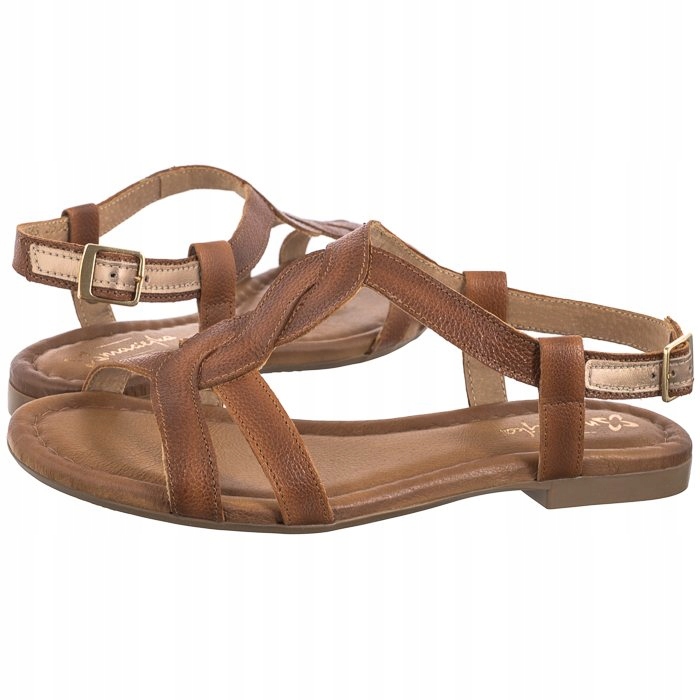 Buty Sandały na Lato Skórzane Damskie Maciejka Rude 06568-29/00-5