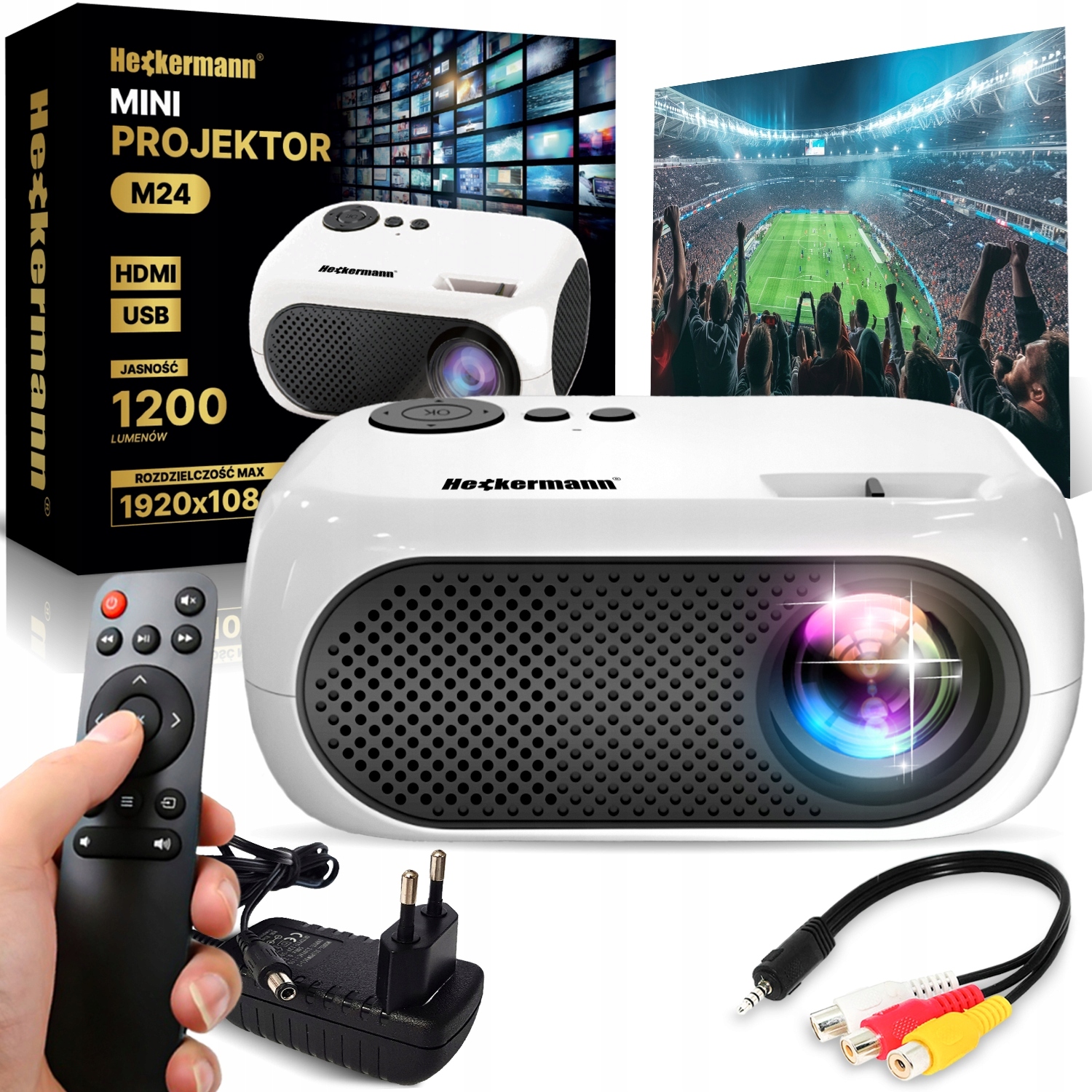 Projektor 1080P Led Přenosný Full Hd Dárek 1200 Lumenů
