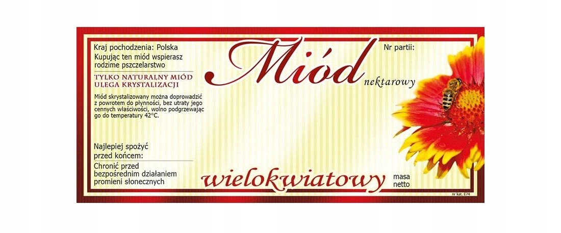 

Etykieta na miód Wielokwiatowy 100szt Etykiety