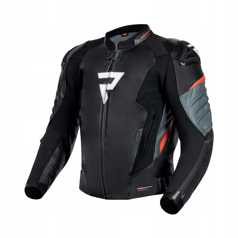 Kožená Motocyklová Bunda Rebelhorn Veloce Black Grey Fluo Red (60)
