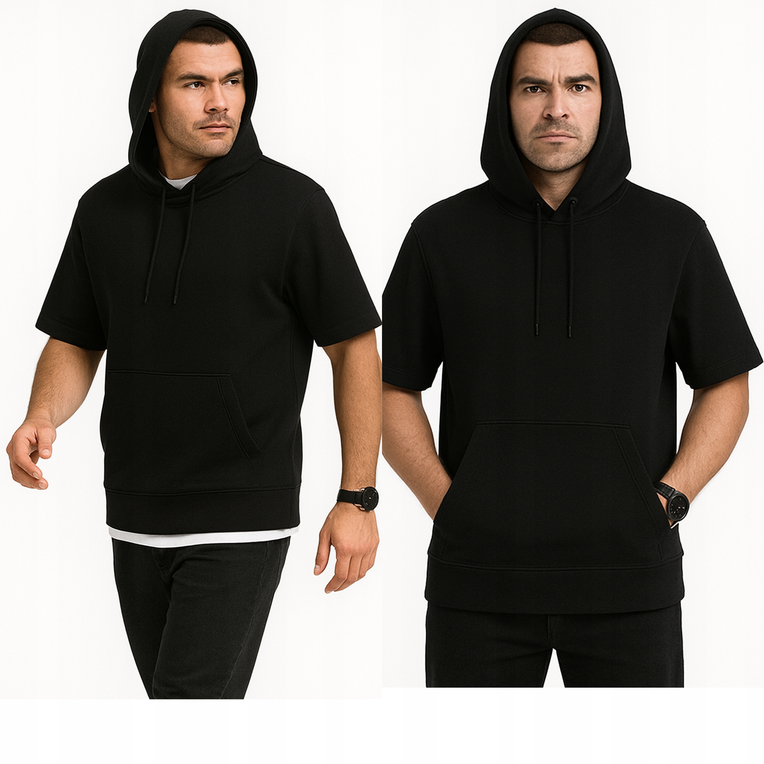 Męska bluza z kapturem krótki rękaw styl urban 3XL