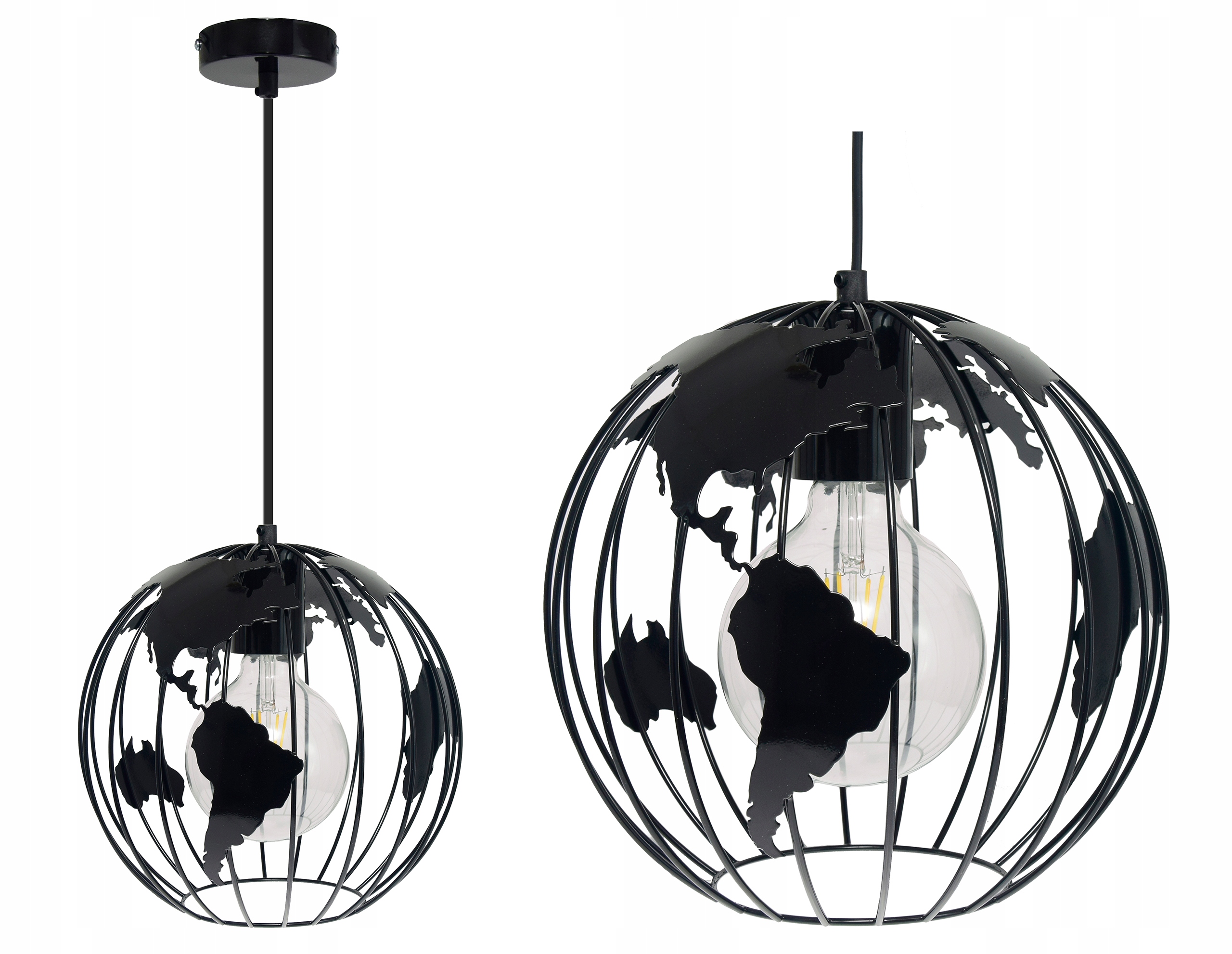 

Lampa Wisząca Globus Czarna Żyrandol Pod Led