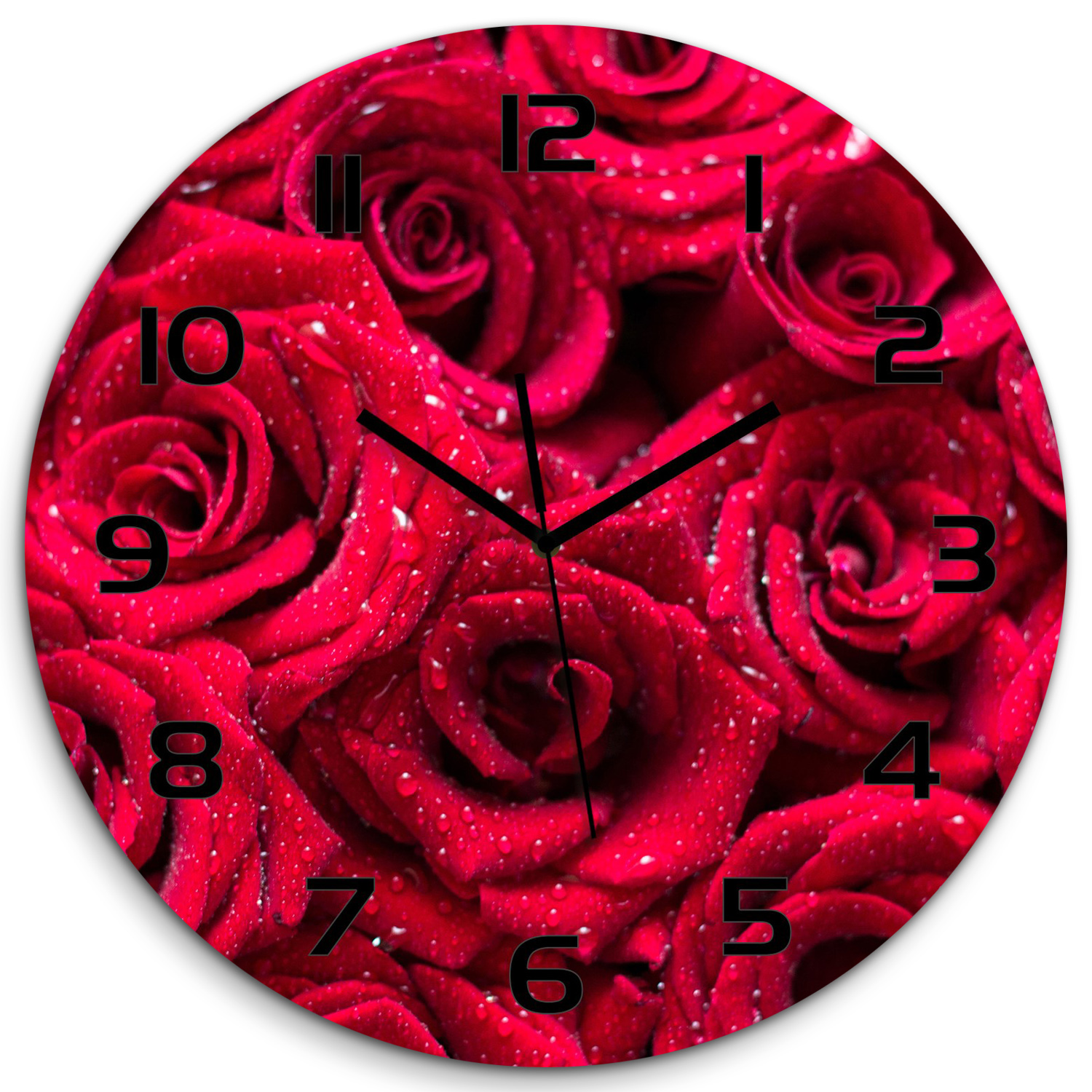 

Duży szklany zegar ścienny Krople na różach fi 60