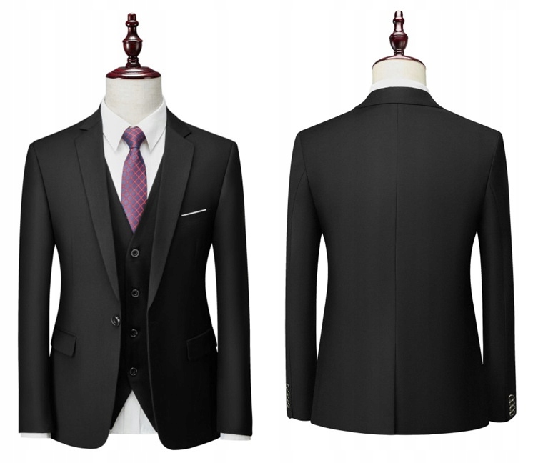 MĘSKI GARNITUR ELEGANCKI JEDNOLITY KOLOR SLIM FIT KOMPLET Model 001212142120230704
