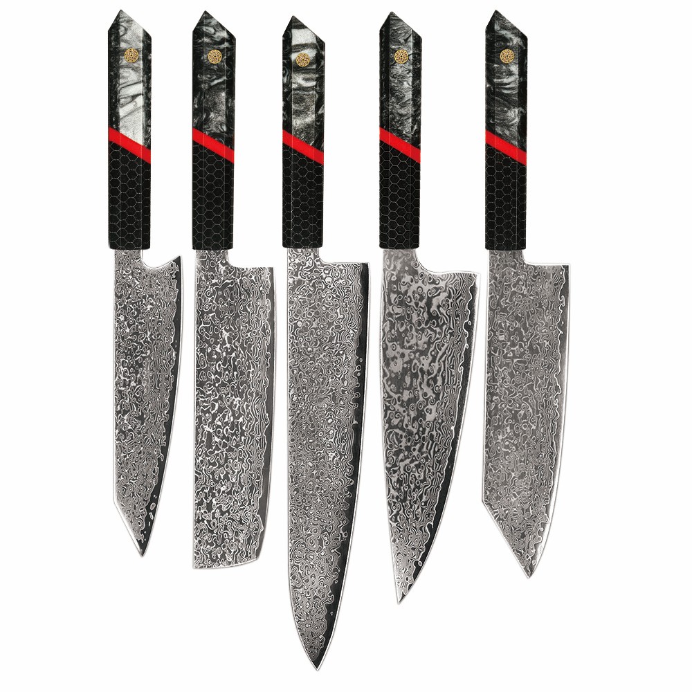 Sada damaškových nožov Zankuro Sada 5ks/Čierna/Červená KP-37462