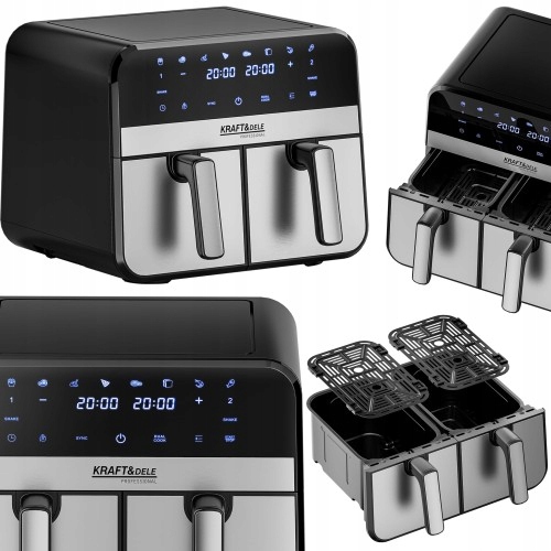 Fritéza Bez Oleja Airfryer 9L 2500W Dve Priehradky +LCD KD4180